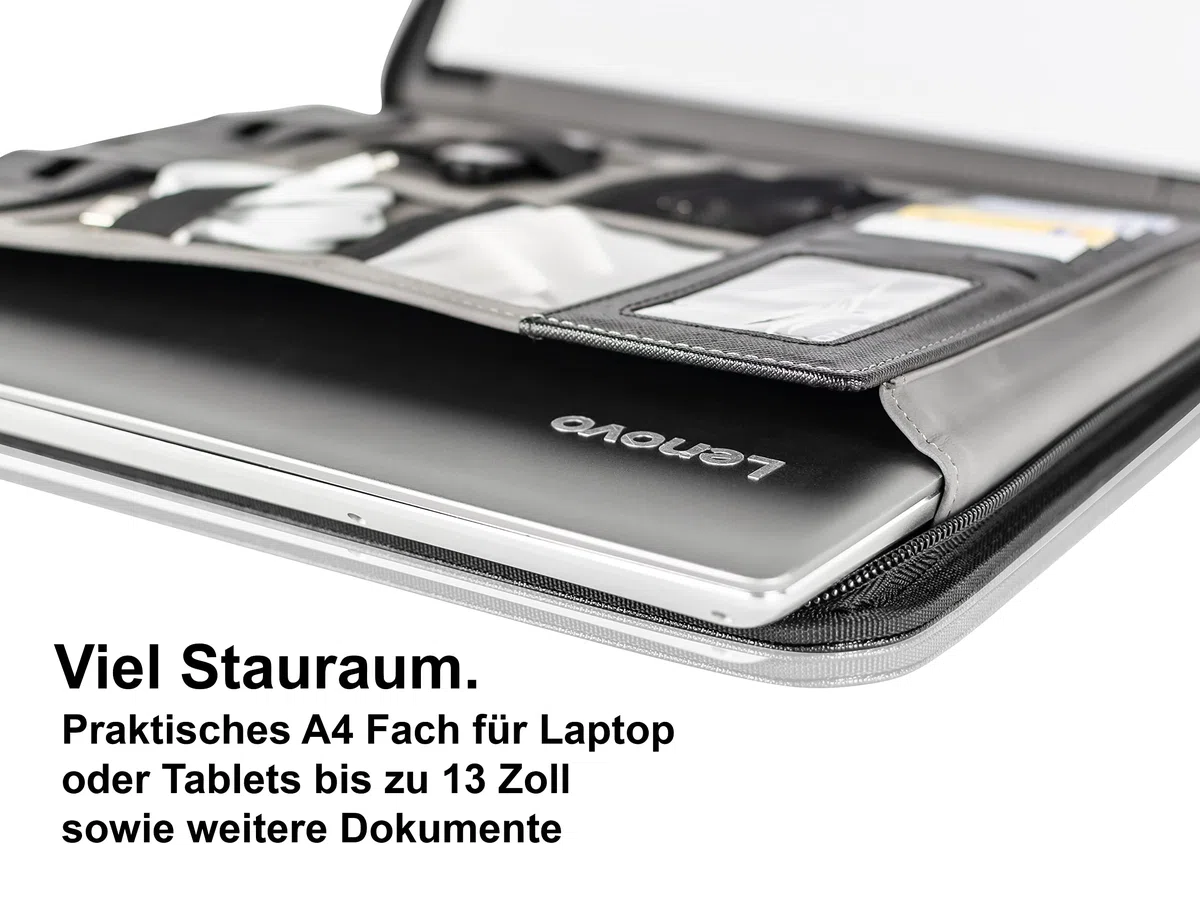 Business Schreibmappe A4 'Eagle' - Hochwertige Dokumentenmappe mit Tablet Halterung - inkl. Kreditkartenetui + EXTRAS - Business Organizer aus hochwertigem Kunstleder Schwarz