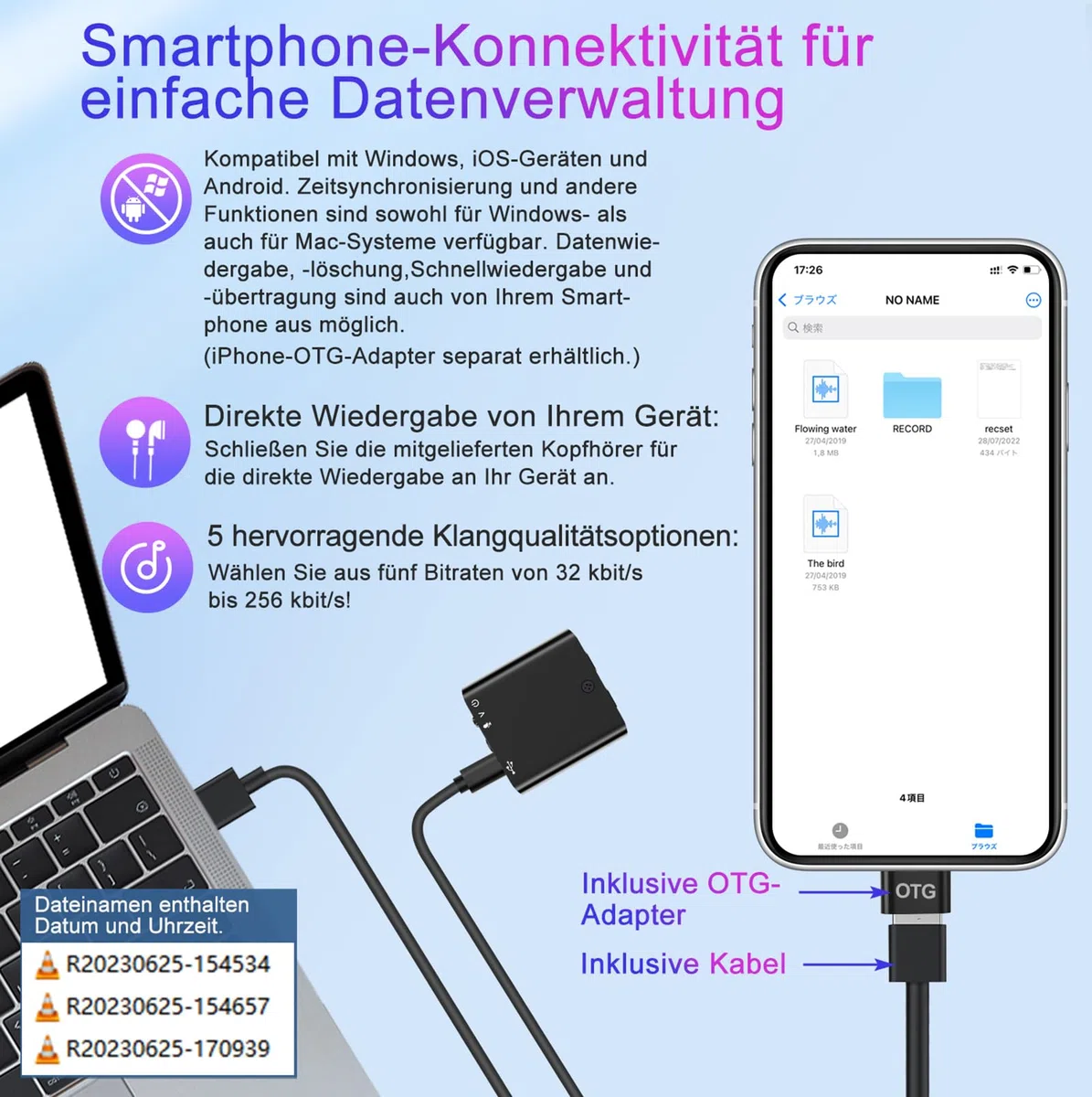Mini Diktiergerät mit eingebautem Magnet, 8G Ultradünn nur 0,95cm, Sprachaktivierung & DSP-Rauschunterdrückung, One-Touch-Aufnahme, Tragbares Aufnahmegerät für Meetings, Interviews