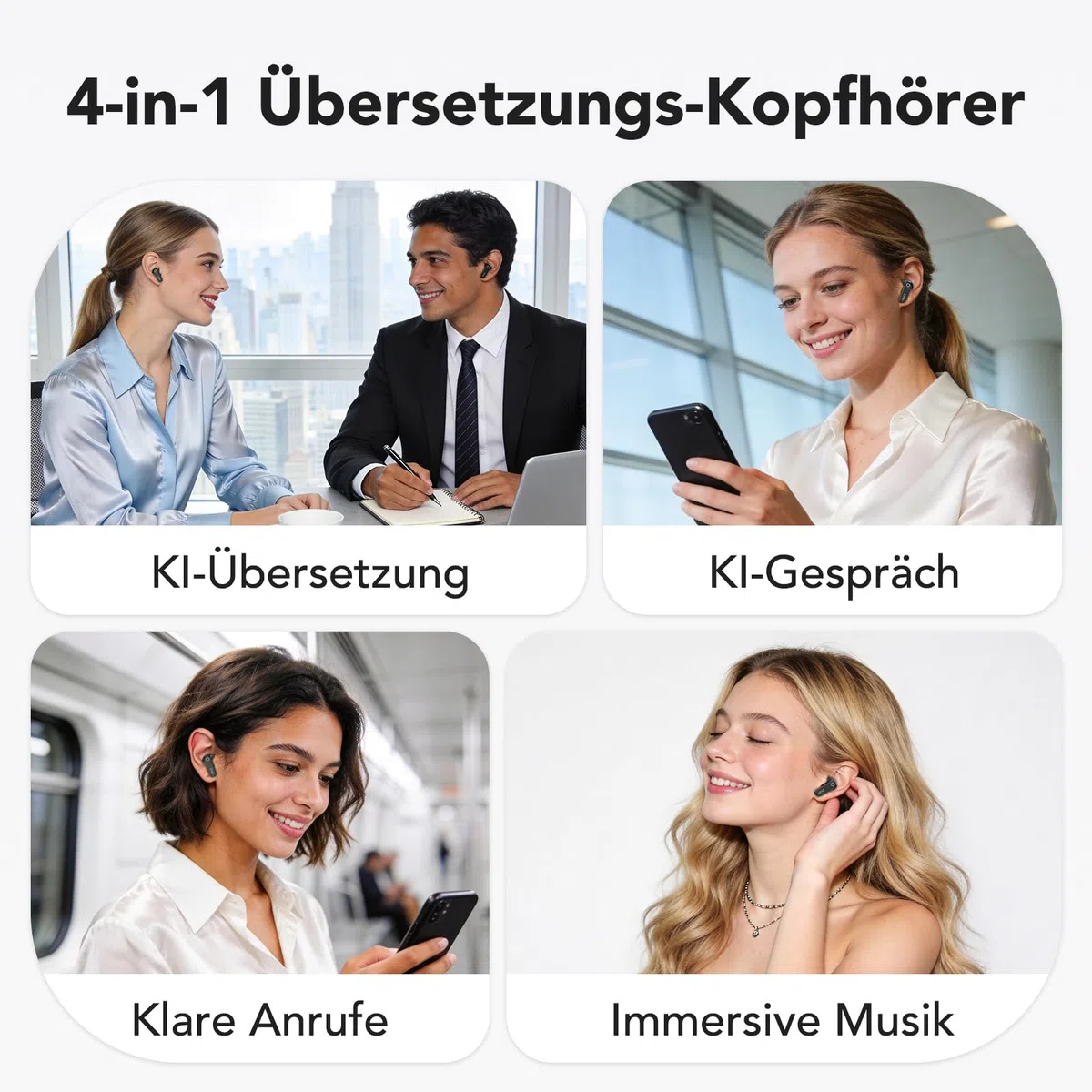 N02 KI-Übersetzer-Kopfhörer mit LCD-Touchscreen, 165 Sprachen & 9 Modi, 48 h Akkulaufzeit, Bluetooth 6.0 Sprachübersetzer-Kopfhörer mit App, Übersetzer-Ohrhörer mit HiFi-Sound, ideal für Reisen.