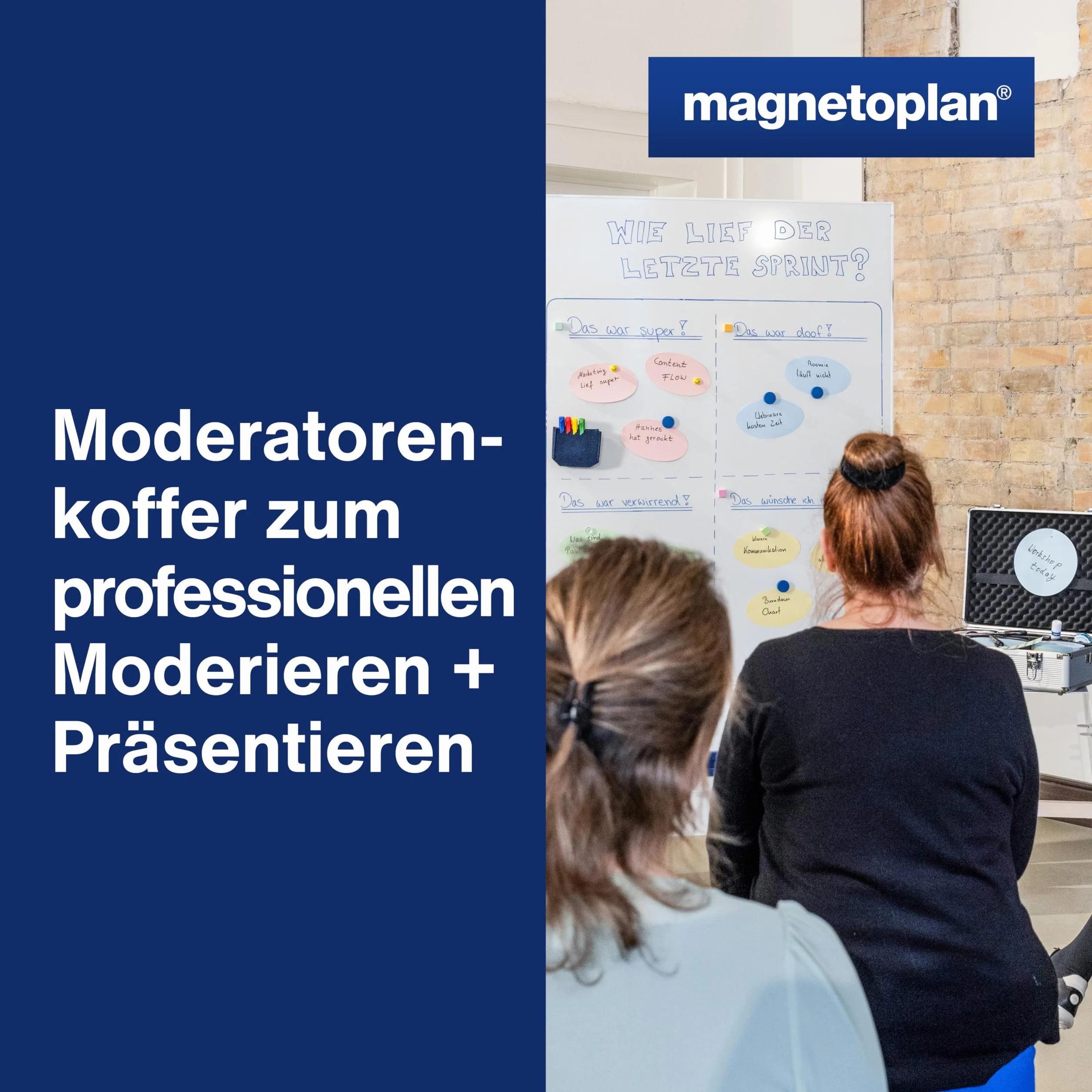 magnetoplan Moderationskoffer l Inkl. 3000 Teile l HxBxT 340x470x165mm l Hochwertiger Aluminiumkoffer, abschließbar l Für Schulungen & Seminare | Hochwertiger Koffer prall, gefüllt l Für Schulung + Seminar | Mit Trageriemen und Griff | HxBxT 340x470x165mm