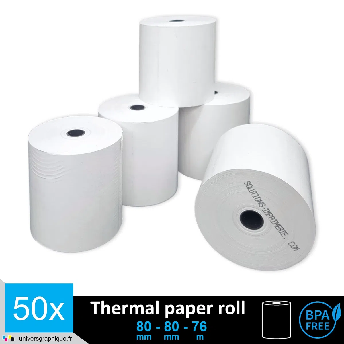 UNIVERS GRAPHIQUE 50 EC-Cash Thermorollen 80 x 80 mm, BPA-frei, 50 Blätter à 78,8 m Lauflänge, für EC-Geräte mit Thermodrucker, Kassensysteme und Thermodruckwerke