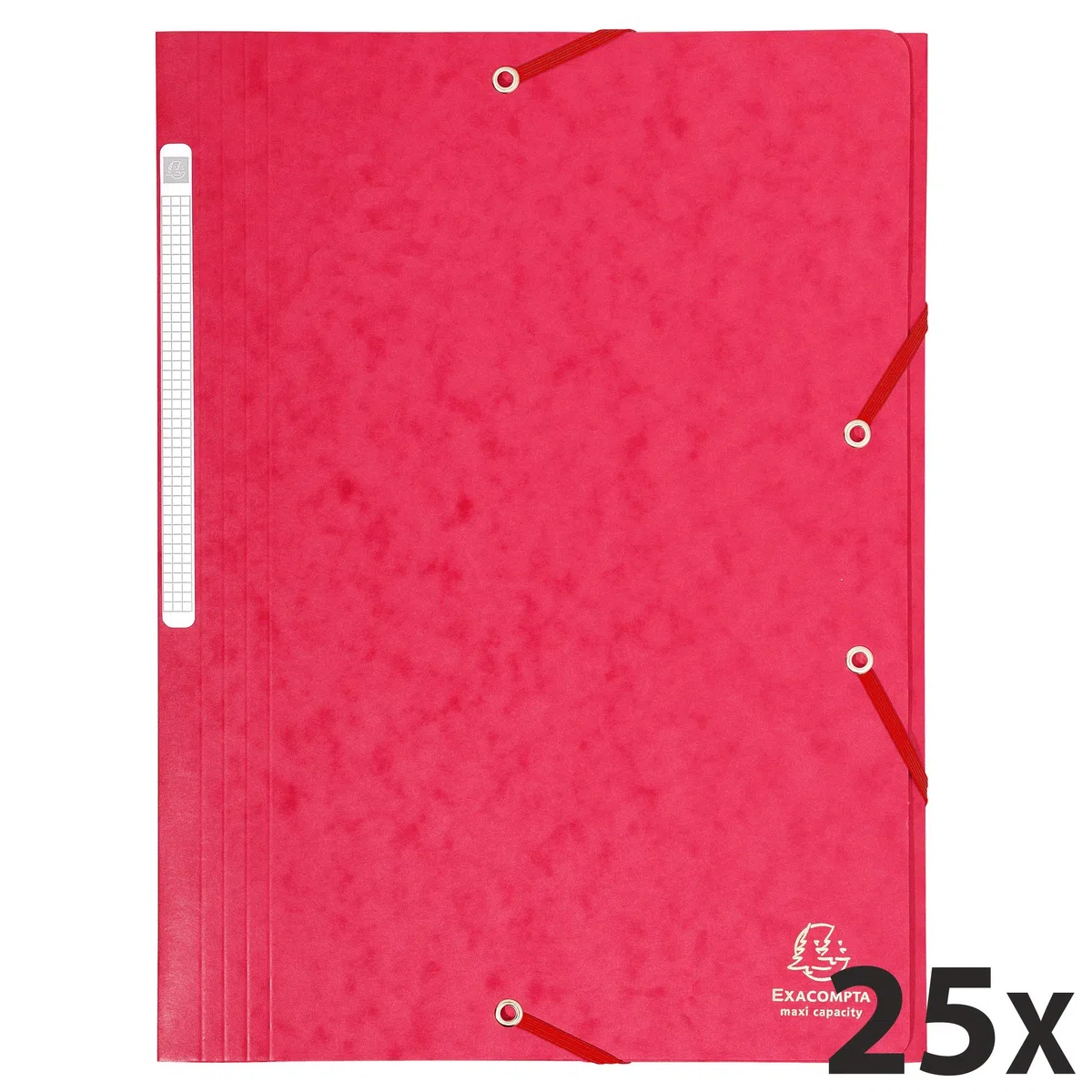 Exacompta 17109H 25er Pack Premium Eckspanner-Mappe. Aus extra starkem Colorspan-Karton DIN A4 mit 2 Gummizügen rot Sammelmappe Dokumentenmappe ideal für Büro und Schule