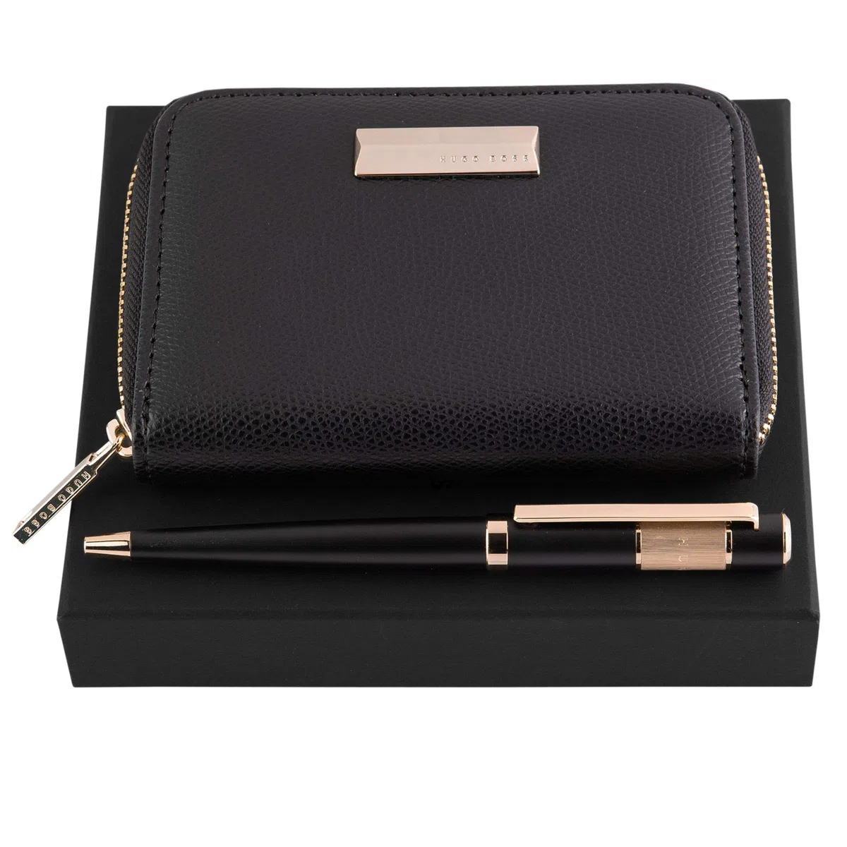 Hugo Boss Ribbon Lady Set aus Notizbuch Umschlag A7 und Kugelschreiber Messing HEK006A + HSC0064A, HPBK006A