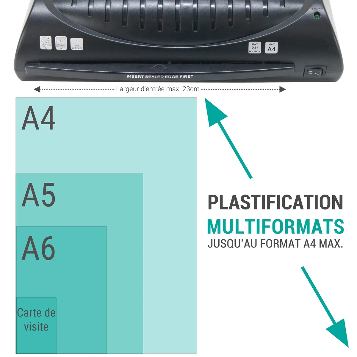 Waytex 78210V Laminiergerät für Format A4/A5/A6/A7 bis 2 x 80 Mic, Schwarz