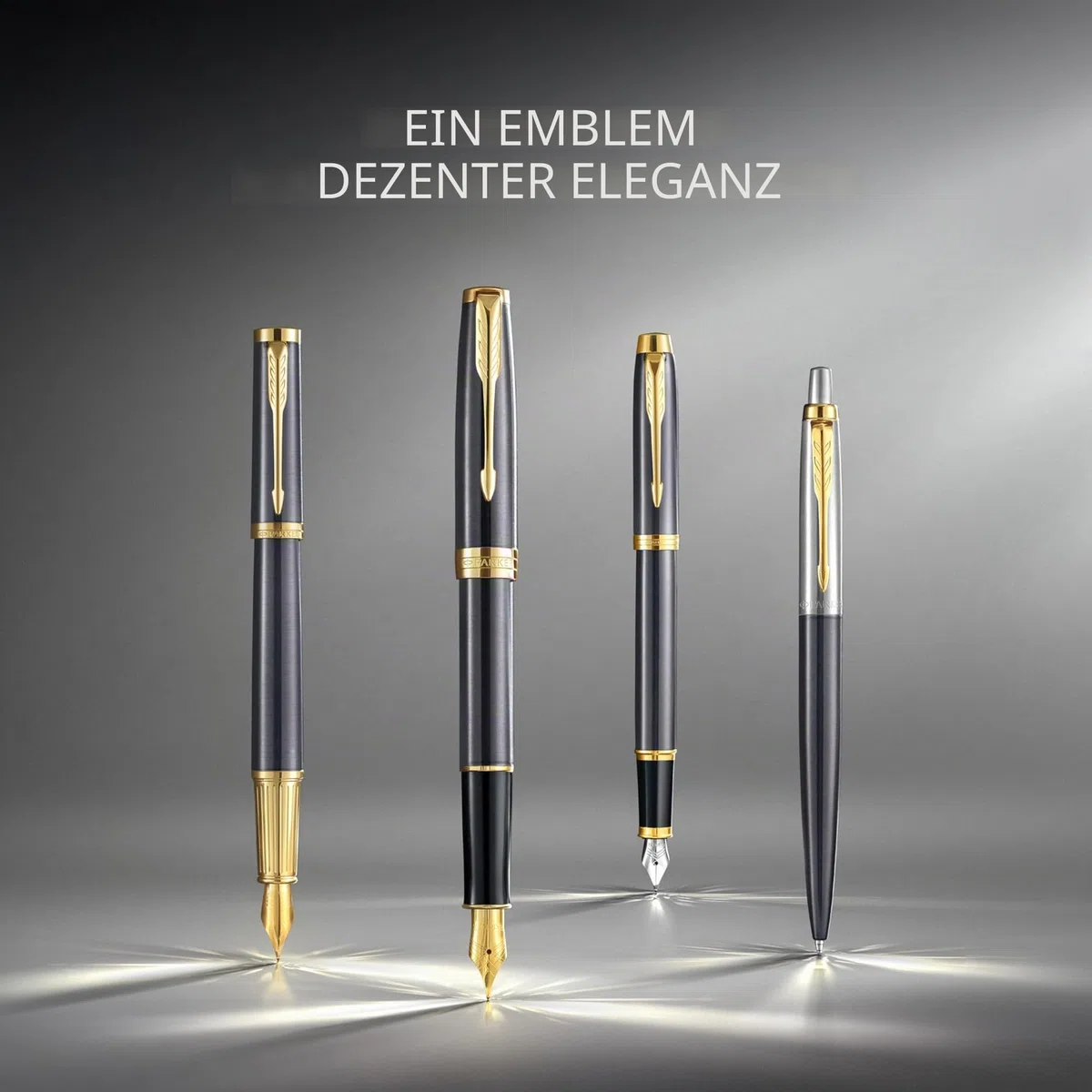 Parker Sonnet Kugelschreiber | grau lackiert mit goldenen Zierteilen | mittlere Spitze | Nachfüllpackung schwarze Tinte | Geschenkbox | perfekte Geschenke zum Schulabschluss