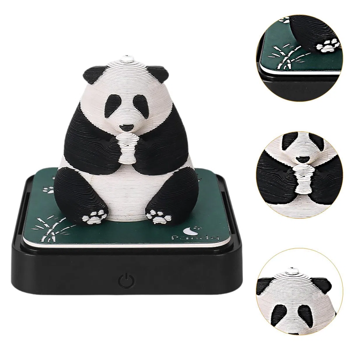 Tischkalender 2025 3D Kunst Schreibtisch Kalender Notiz mit LED Und Acrylbox Dekorativ Und Funktional Als Ornament für Wohnzimmer Zuhause Büro Schlafz, Panda
