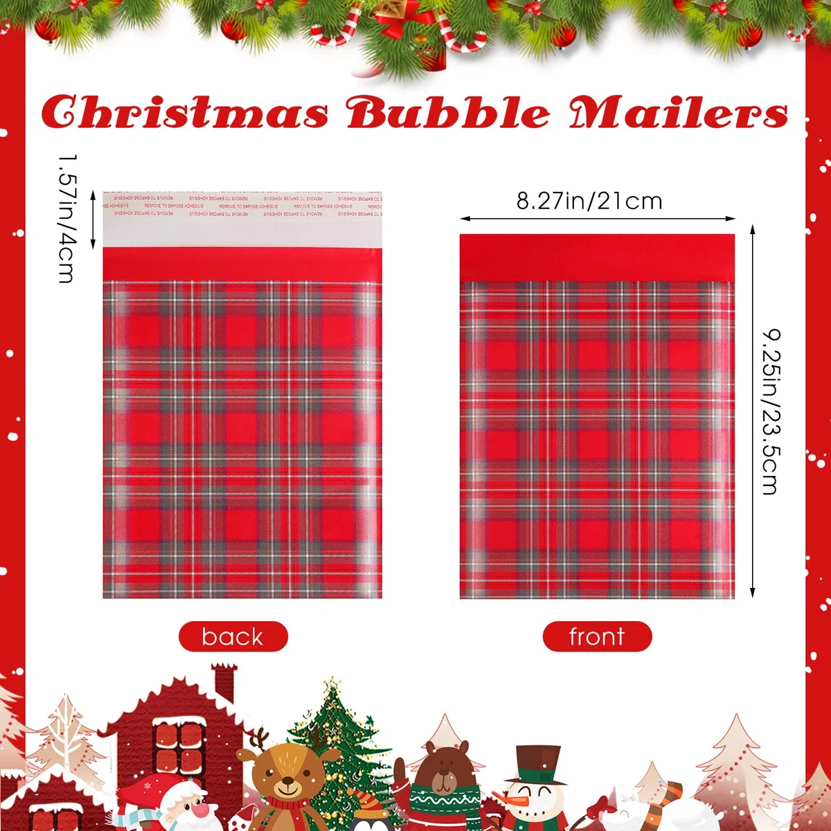 25 Stück Weihnachts-Poly-Luftpolster-Versandtaschen, 21,6 x 24,9 cm, gepolsterte Umschläge, selbstklebende Versandtaschen, Luftpolstertaschen, Versandtaschen, Luftpolstertaschen, verschiedene Stile