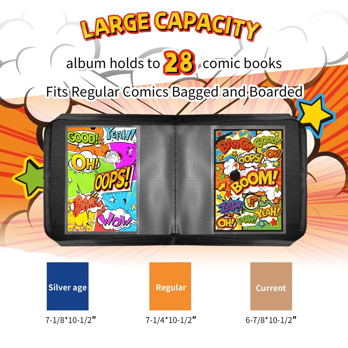 Comicbuch Binder, Comicbuch Aufbewahrungsalbum mit Hüllen für aktuelle, Silver Age- und normale Comics, Comic Book Binder für über 28 Comic Books