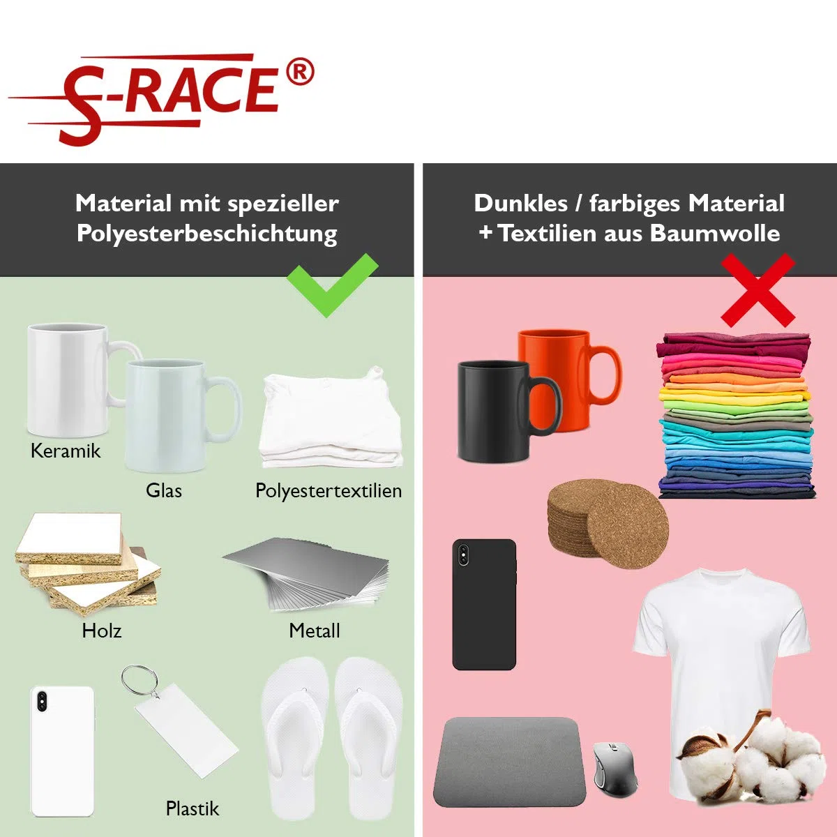 S-RACE Transferpapier DIN-A3 100 Blatt 120g/m² - Sublimationspapier für Inkjet