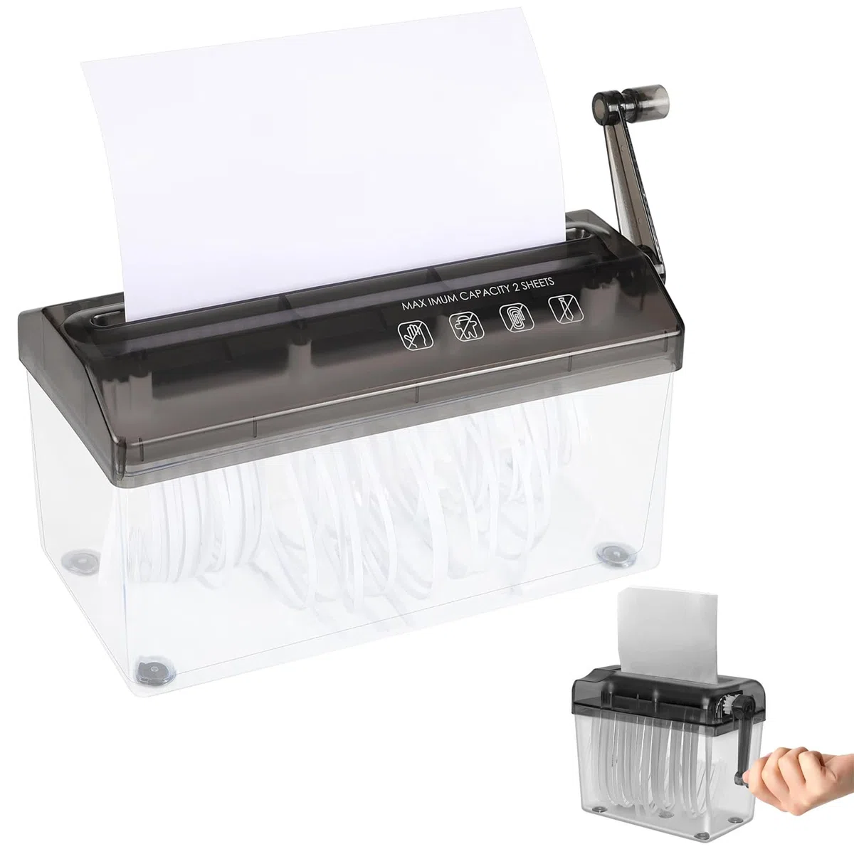 Manueller Aktenvernichter A4, Hand-Papierschredder Mini Schredder mit Kurbel, 3mm Streifenbreite Handaktenvernichter Tragbarer Gerade Handbetriebener für A4 Papier Buchstaben zum Zuhause Schule Büro