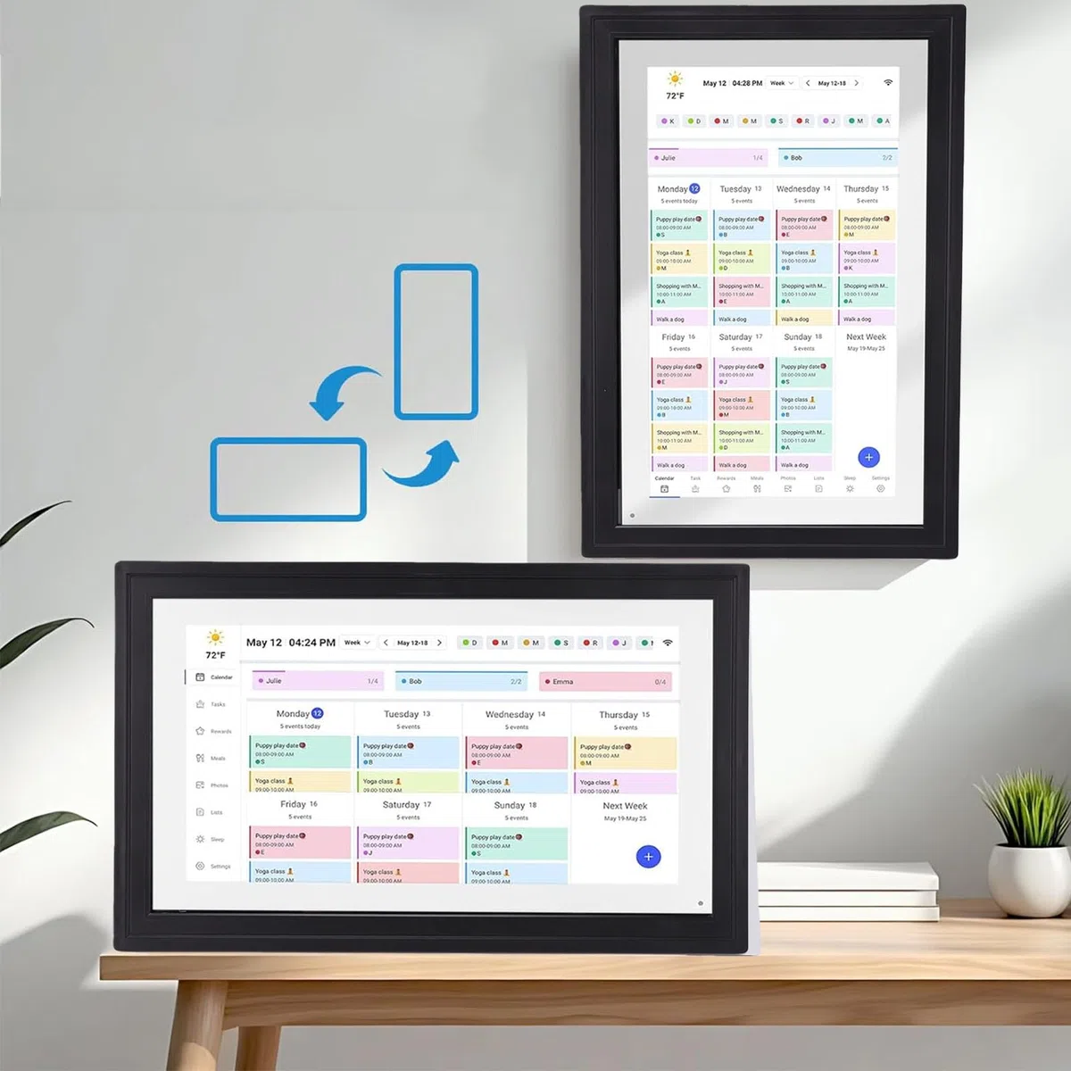 21,5-Zoll-Smart-Touchscreen-Digitalkalender, WLAN-Wandmontierbarer Familienplaner mit Interaktiver Aufgabentabelle und App-Steuerung, für Cozi Yahoo Sync (EU-Stecker)