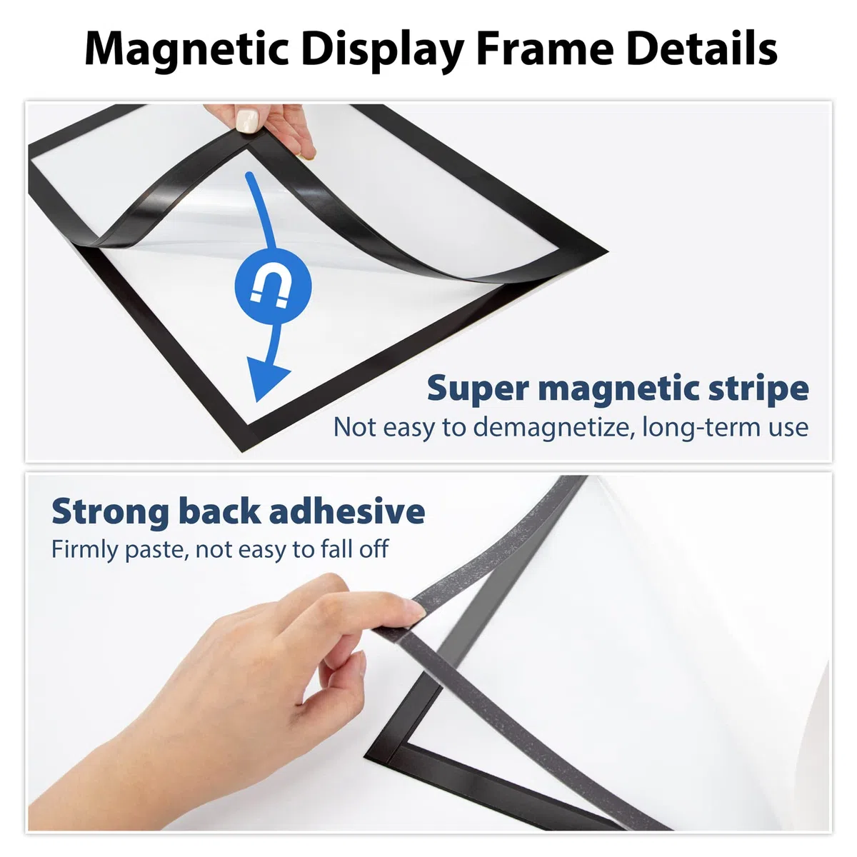 10 Stück Magnetrahmen Info-Rahmen Selbstklebend mit Magnetverschluss für Informationsrahmen DIN A4 Format,Schwarz
