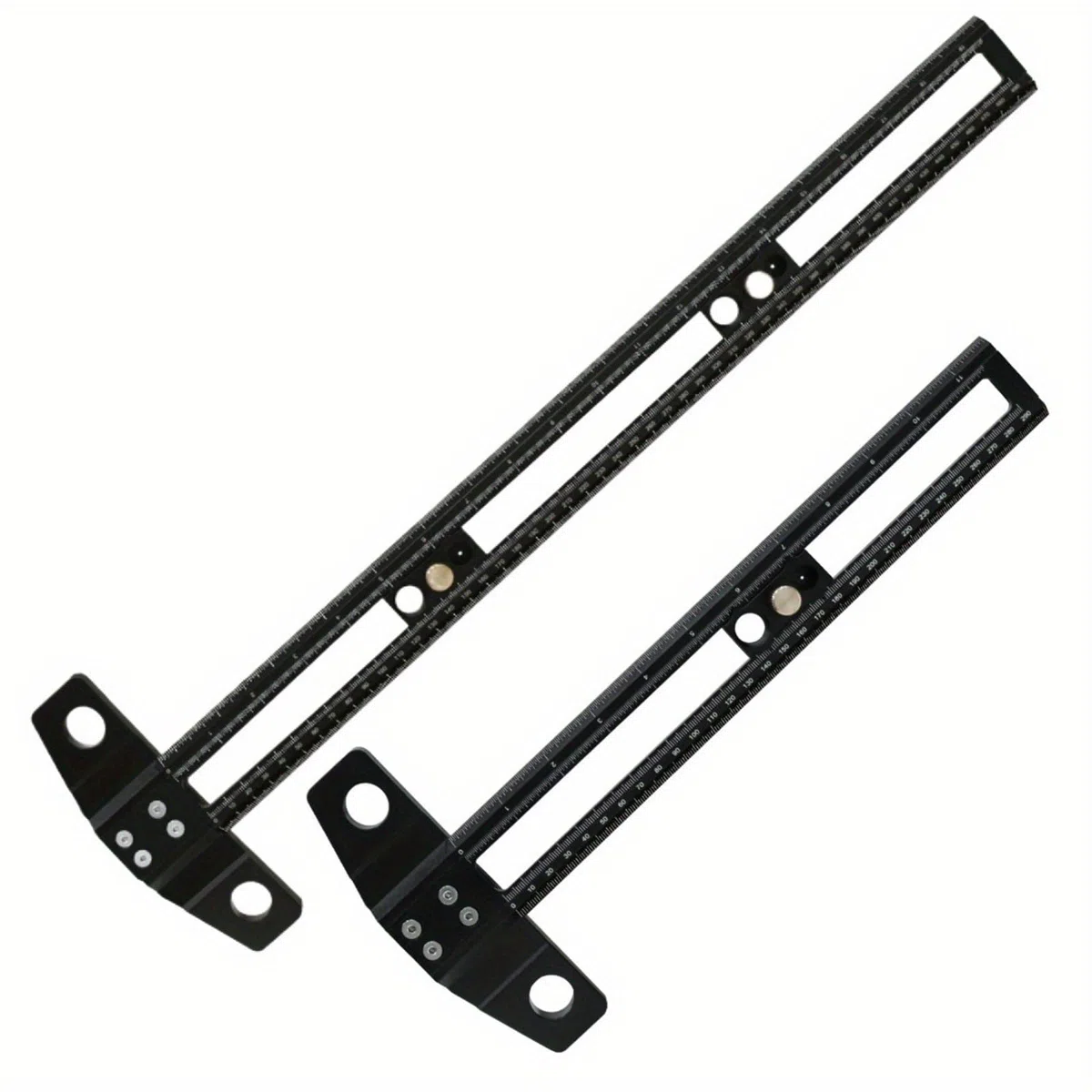 2-in-1-Winkel-Lineal für Holzbearbeitung, präzise mit metrischer und britischer Skala, hellschwarze oder rote Beschichtung