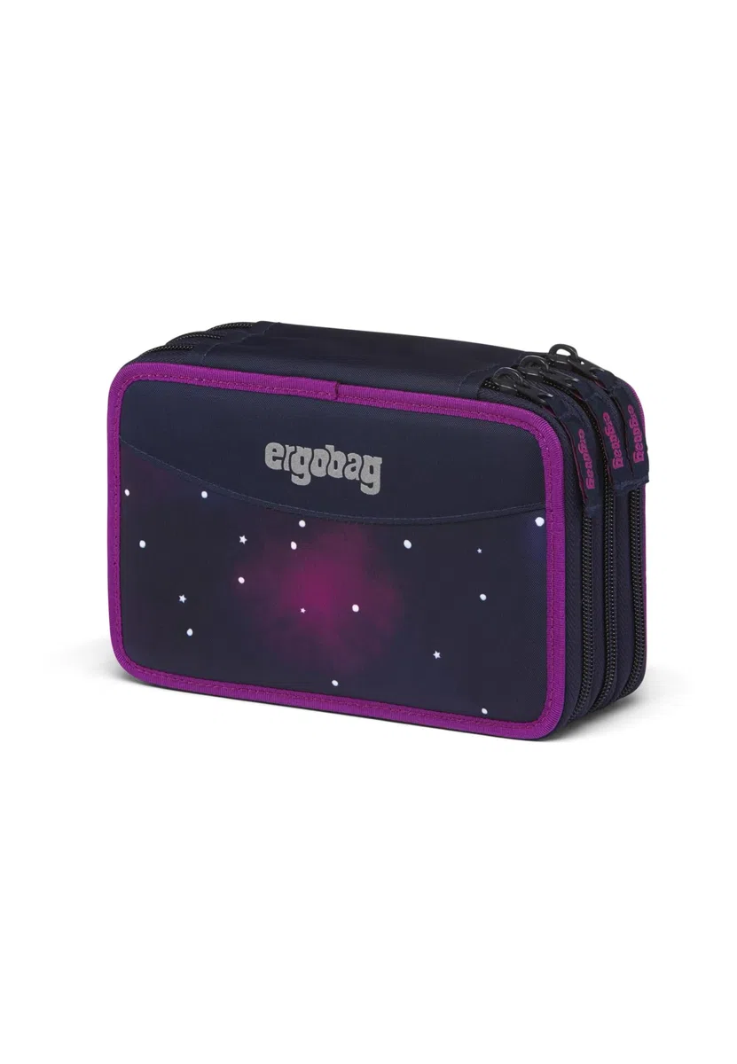 ergobag Maxi-Mäppchen Set 40-Teilig, Lyra Bunt- und Filzstifte, Kleingeld Fach, Lineal, Schere Bärlaxy - Lila