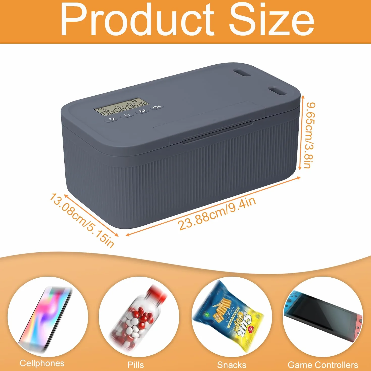 Zeitschloss Box,Time Lock,Phone Lock Boxs Suchtmanagement,Sicherheits-Schließfächer für Küche/Haus/Schule/Reisen/Büro/Medikamenten Aufbewahrung/Box Abschließbar(Batterie Nicht Enthalt) (Grau)