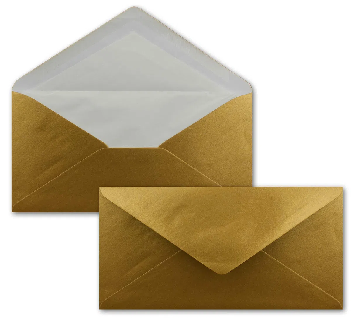 1000 x DIN Lang Briefumschläge - Gold mit weißem Seidenfutter - 11x22 cm - 100 g/m² - ideal für Einladungen, Weihnachtskarten, Glückwunschkarten aus der Serie Farbenfroh