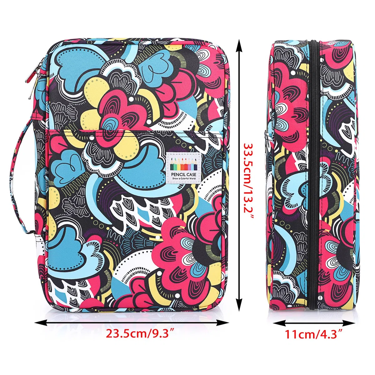 SUMTREE 300 Federmäppchen für Bleistifte/Stifte/Filzstifte für Schule und Büro, mit großem Fassungsvermögen, mehrfarbig, 33.5cm x 11cm x 23.5cm, Federmäppchen