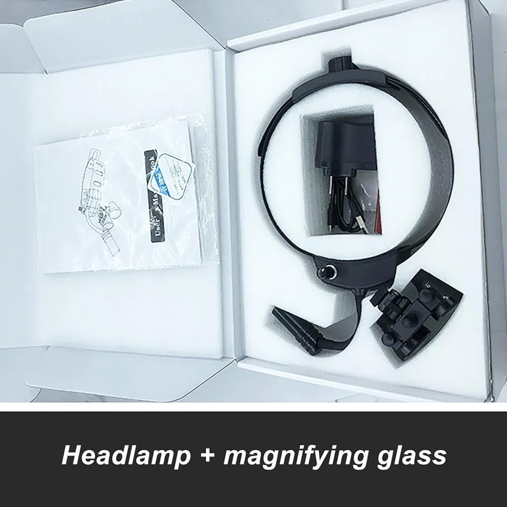 Fernglaslupe 3,5x420mm mit LED-Lupenbrille mit Licht, tragbare Brille, Stirnlampe, Laborausrüstung für verstellbaren Winkel,