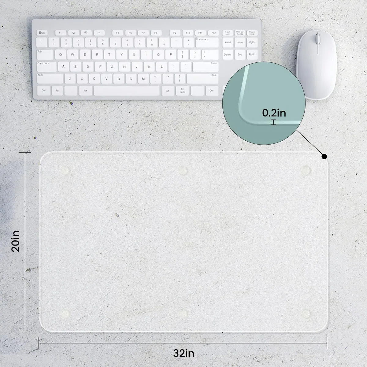 JAMBALAY Schreibtischunterlage aus gehärtetem Glas zum Schutz des Schreibtischs, 81,3 x 50,8 cm, Büro-Schreibtischunterlage für Tastatur und Computer-Monitor, transparente Schreibtischunterlage für