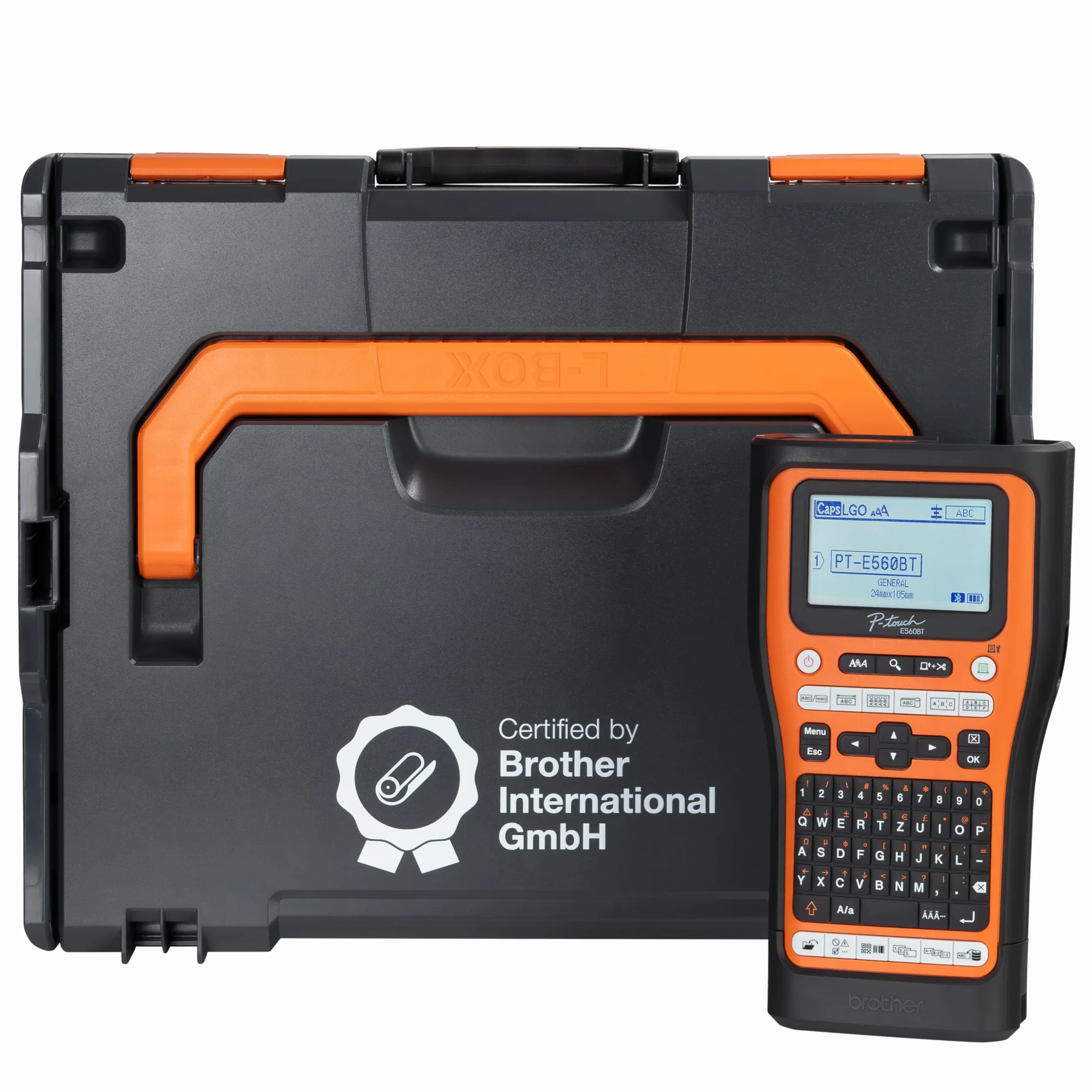 Brother PT-E560BT Beschriftungsgerät | Bluetooth und USB-Typ C, Li-Ion Akku, 2 Pro Tape Schriftbänder, L-BOXX 136 Systemkoffer mit Schaumstoffeinlage
