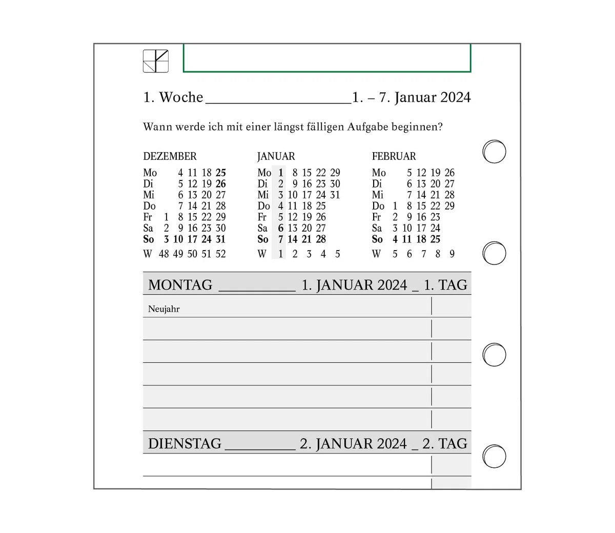 Terminplaner Ringbuch Team-Line aus Leder/Wochenplaner/Tagesplaner für 2024-13-mm-Ringmechanik - Griffecke blau