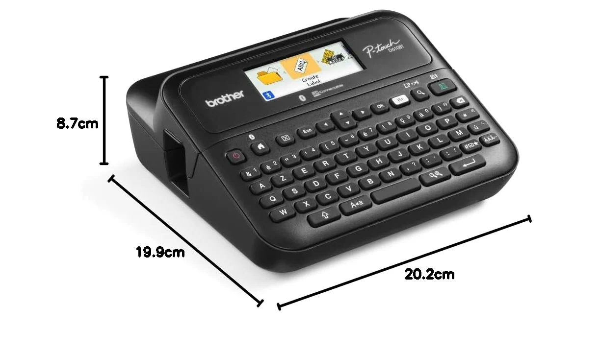 Brother PT-D610BTVP Bluetooth-Tischetikettierer mit Koffer, Anschluss an PC und Smartphone, Farbdisplay, TZE-Serie von 3,5 bis 24 mm, inklusive Stromadapter AD-E001