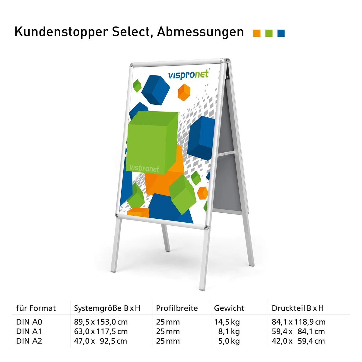 Vispronet hochwertiger Plakatständer DIN A0 - Kundenstopper, Werbetafel, Gehwegaufsteller Select - mit Alu-Klemmrahmen