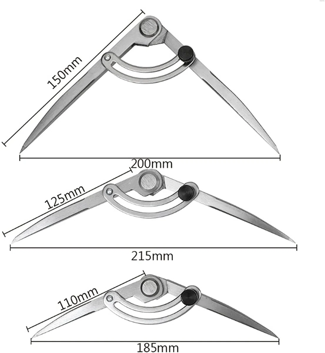 AKAZI Kompass-Set Abstandskompass Einstellbares Lederhandwerk Rotierendes Mathematik-Geometrie-Set mit Schloss Präzisions-Briefpapier Langlebig for Schüler Geometrie-Set (Size : 125mm) (150mm)