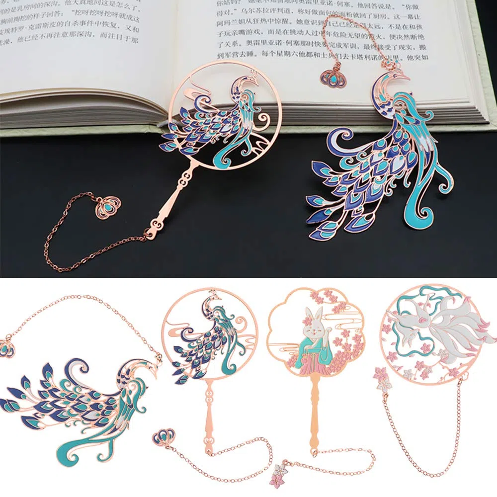 Lesezeichen Metall kreatives Lesezeichen, chinesischer Stil einzigartig aushöhlen Lesezeichen mit Quaste Buchmarker Clip Reader Student Office Schule Schreibwaren Lieferungen Buch Markierungen ( Color