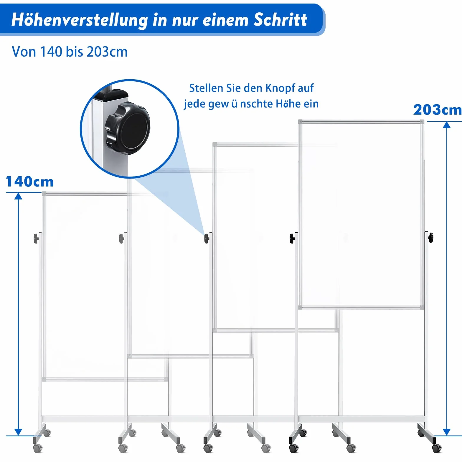 maxtek Höhenverstellbar Mobiles Whiteboard 120 x 80 cm, Doppelseitiges Magnetisches Whiteboard mit Ständer, Trocken Abwischbar für Büro, Klassenzimmer und Zuhause
