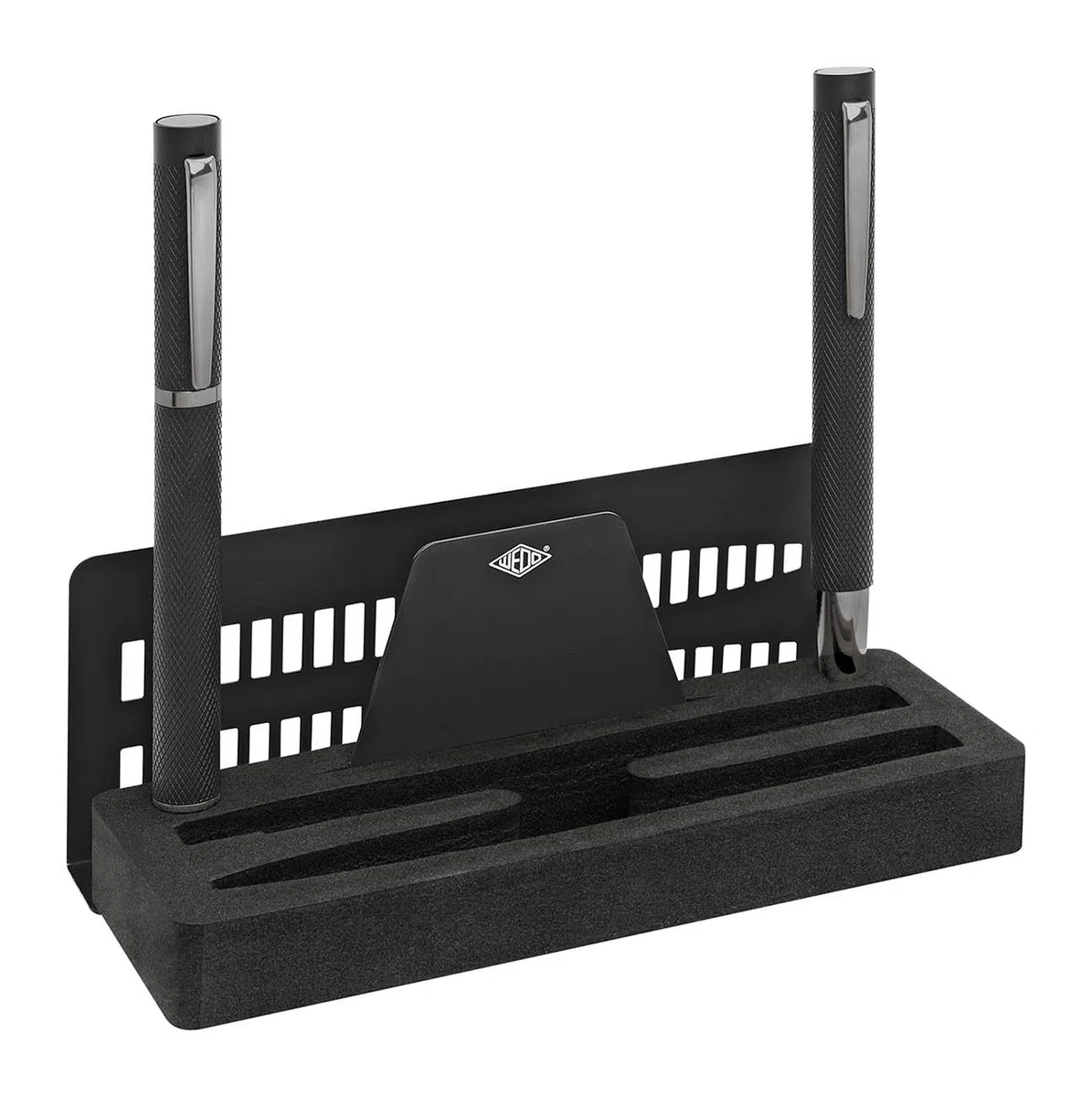 WEDO 26095301 Signero Schreibgeräte-Set Signero, Kugelschreiber und Füller IM Metalletui, Texturierter Aluminium-Schaft, gunmetal-Finish mit Ständerfunktion