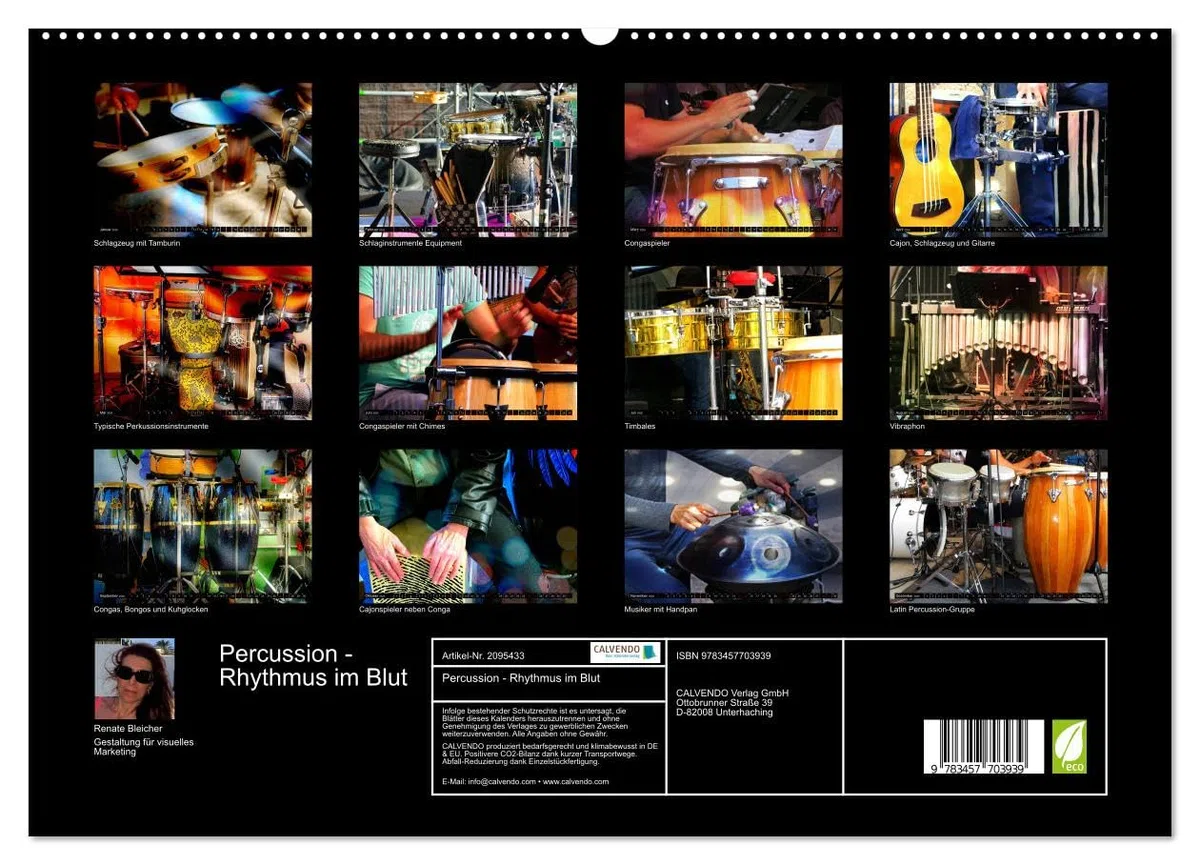 Percussion - Rhythmus im Blut (hochwertiger Premium Wandkalender 2026 DIN A2 quer), Kunstdruck in Hochglanz: Atmosphärische Bilder verschiedener ... und Schlaginstrumente (CALVENDO Kunst)