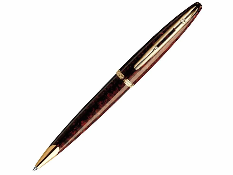 Waterman Carène Kugelschreiber | Marine Amber mit Clip aus 23-karätigem Gold | mittlere Schreibspitze | blaue Tinte | Geschenkbox
