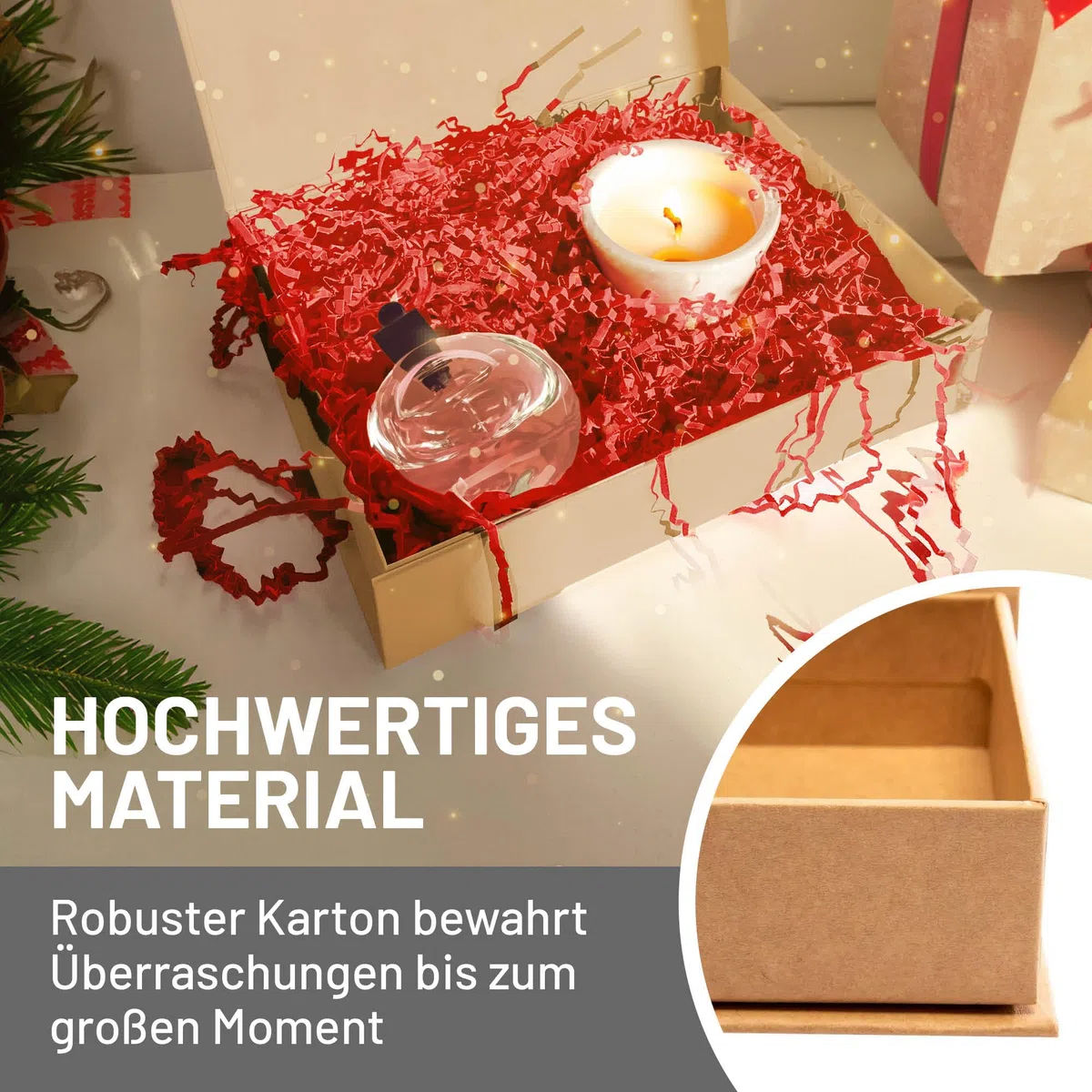 Geschenk-Box Weihnachten (10 Stk.) | 31x22x10 cm | Geschenk-Karton mit Deckel & Magnet-Verschluss für Weihnachtsgeschenke | Weihnachtsverpackung mit Aufschrift 'Merry Christmas' Grün