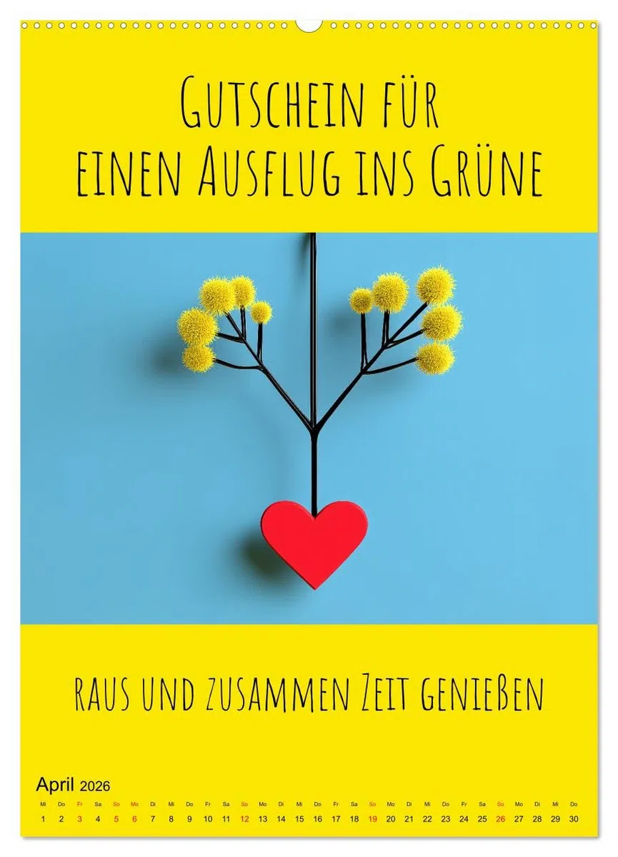 Gutscheinkalender - Gutschein Karten als Geschenk der Liebe (hochwertiger Premium Wandkalender 2026 DIN A2 hoch), Kunstdruck in Hochglanz: Geschenk ... für Frauen und Männer. (CALVENDO Menschen)