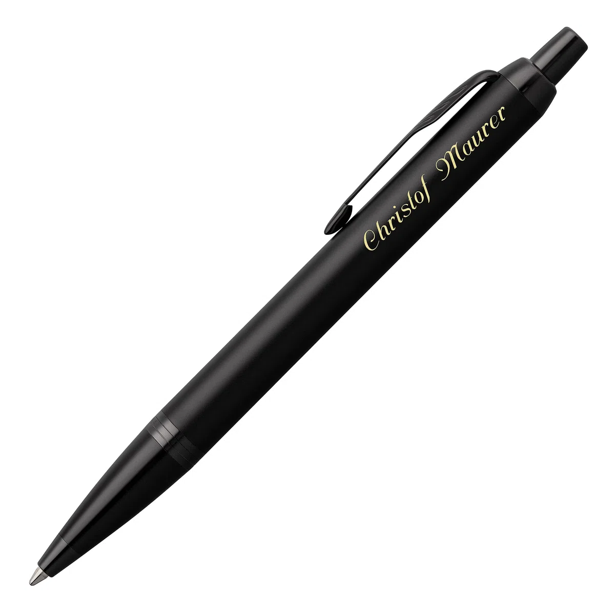 Parker Schreibset IM Premium Achromatic Mattschwarz PVD mit Laser-Gravur Kugelschreiber Füllfederhalter