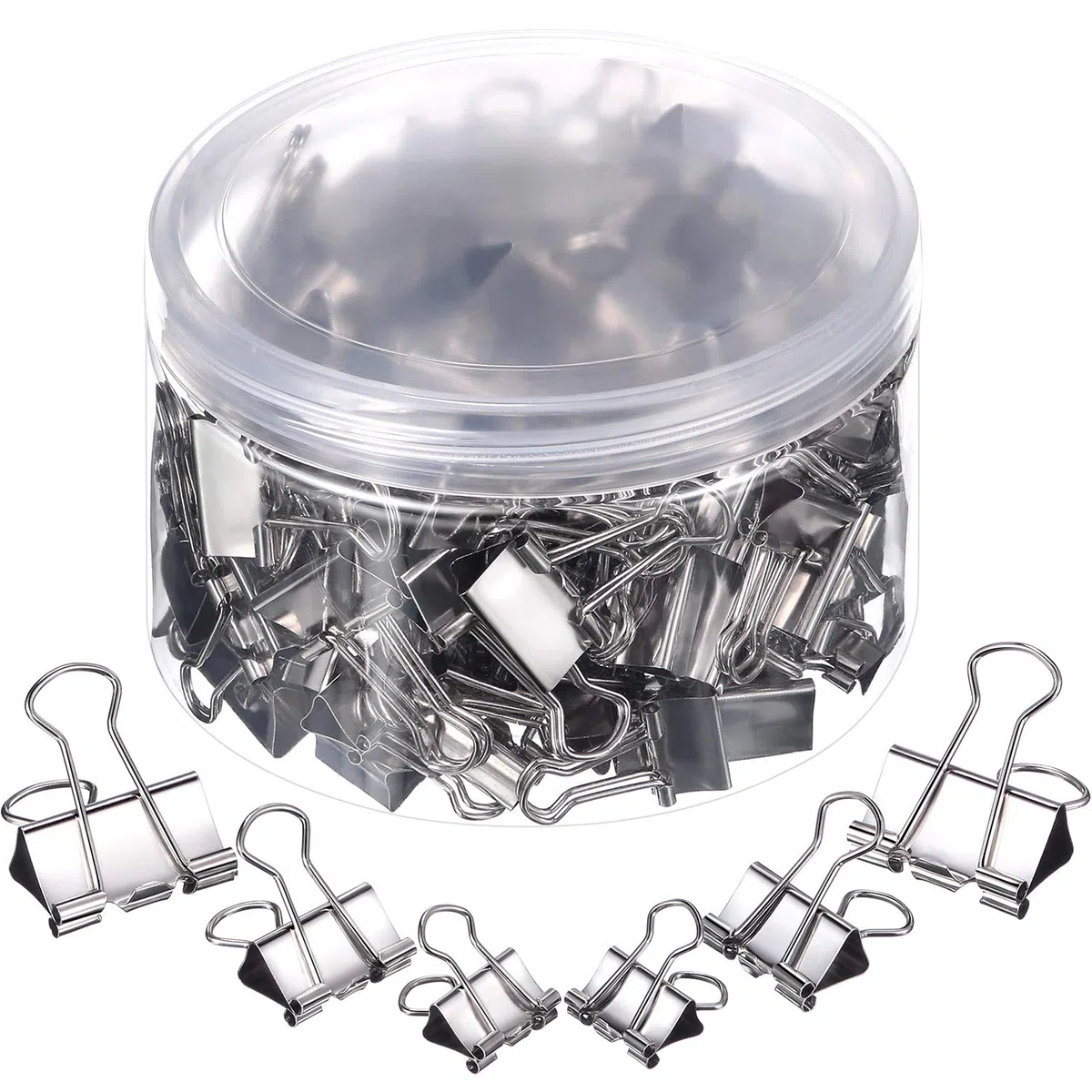 TecUnite 150 Stück Binder Clips Papierklemm Clips Verschiedene Größen Silber