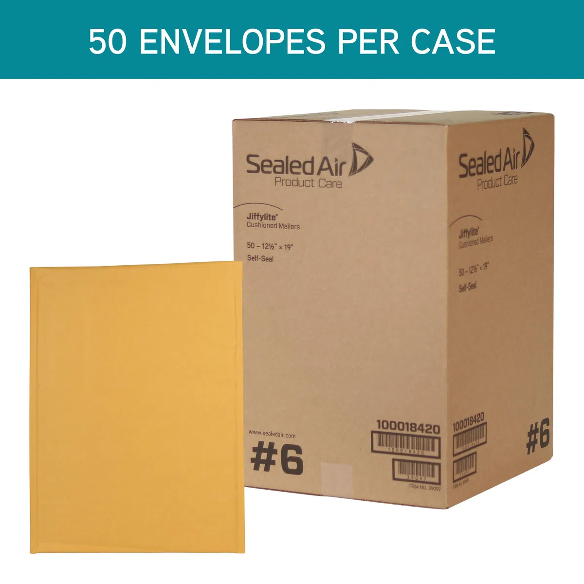 Sealed Air JiffyLite SEL39097 Versandtaschen für Zellulose, gepolstert