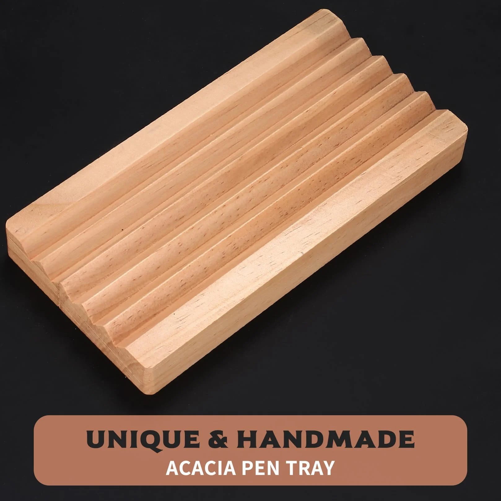 2 STK Stiftehalter Stiftablage Holz, Stiftablage Schreibtisch Organizer Holz Stiftschale, 18x9cm Schreibtischablage Stifte & Pinselablage für Home Office Stifteschale Organizer