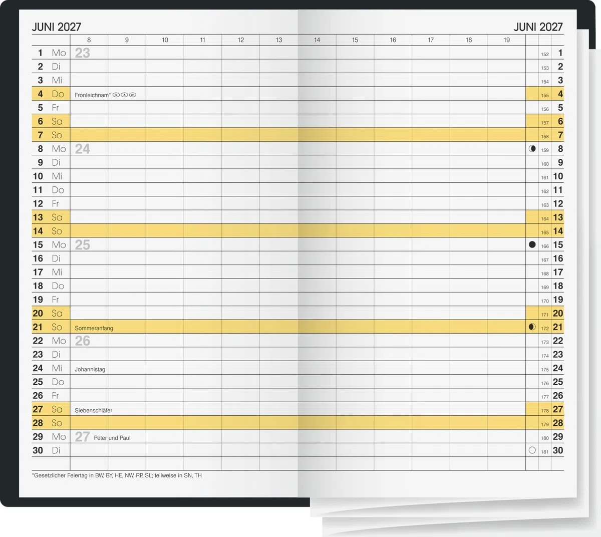 BRUNNEN Taschenkalender Mod. 746 2027 | A6, Leder, schwarz