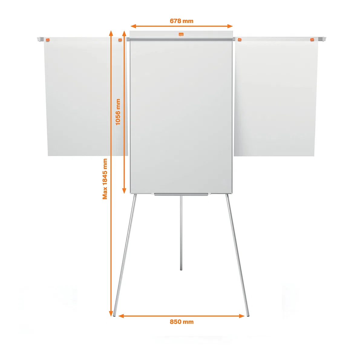 Nobo Impression Pro Magnetische Flipchart/Whiteboard aus Stahl mit Verlängerungsarmen, 3-fache Breite, höhenverstellbare Tafel, mit Stifthalter & Aufhängung für Flipcharts, weiß, 1901918