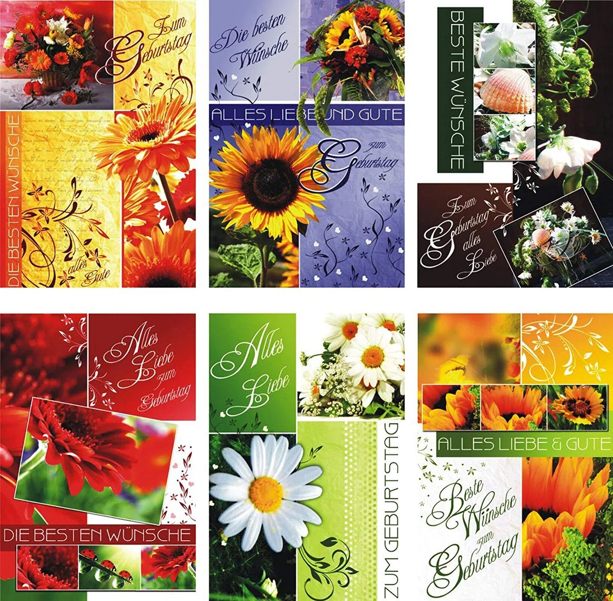 100 Glückwunschkarten zum Geburtstag Blumen 51-3510 Geburtstagskarte Grußkarte