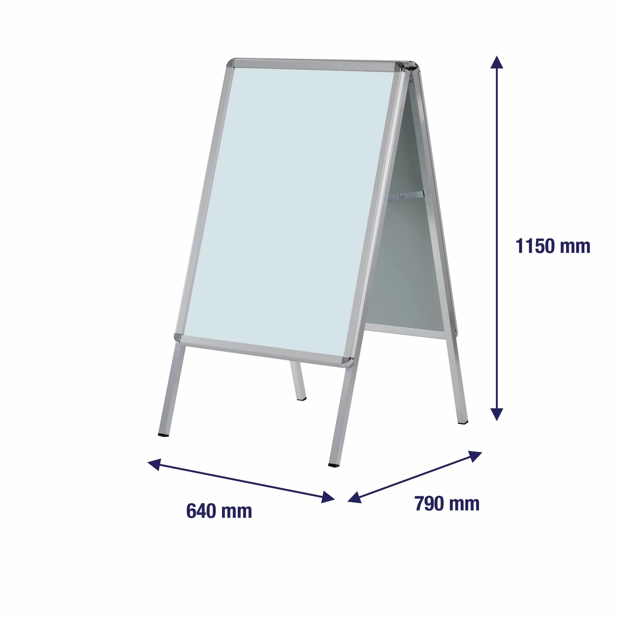 FRANKEN Plakatständer Kundenstopper A1 mit Klapprahmentechnik, freistehend, doppelseitig, Aluminiumrahmen, Standard, BSA1