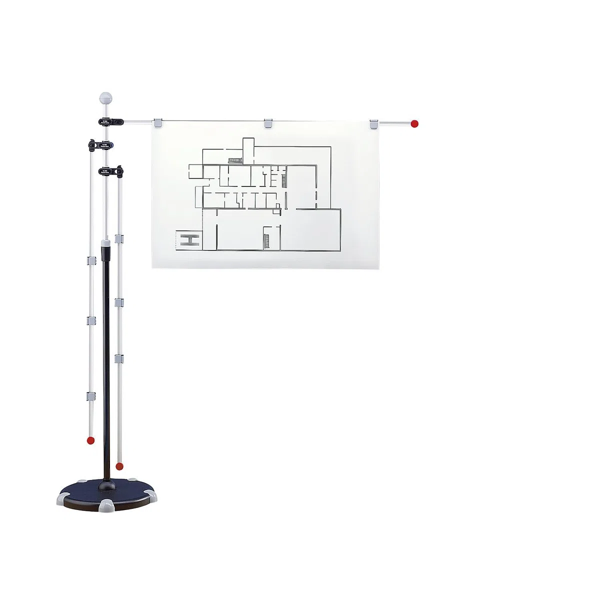 MAUL | Planhalter mobil | mit 3 Schwenkarmen | Höhenverstellbereich 1400 bis 2000 mm