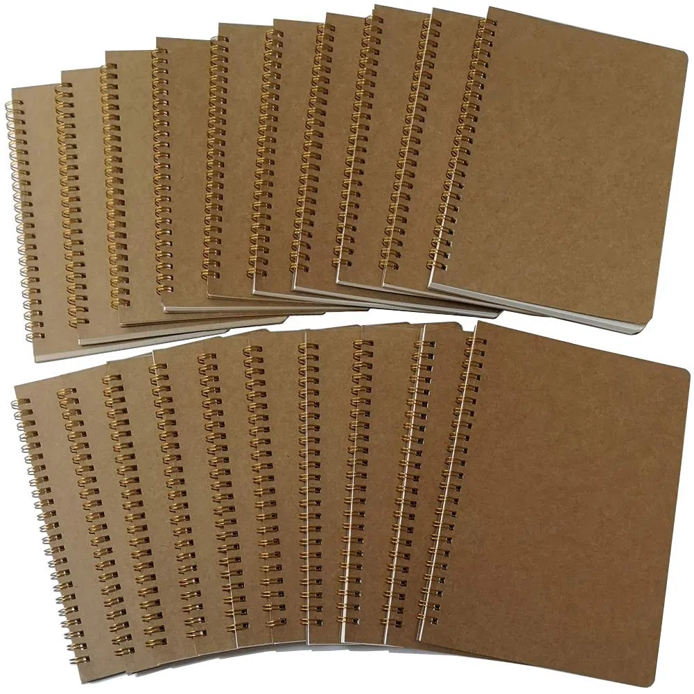YUREE Spiral Notizbuch A5 / Softcover Spiralbuch, blanko Seiten, 50 Blatt (100 Seiten), 21,5 x 14,7 cm, Braun, 20 Stück