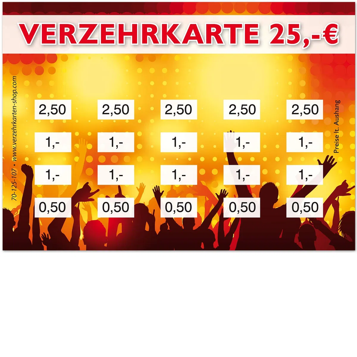 250 Verzehrkarten DIN A7, Gesamtwert 25 Euro, praktische Alternative zu Wertmarken, für Vereine, Gastronomie etc., einfaches bargeldloses Bezahlen