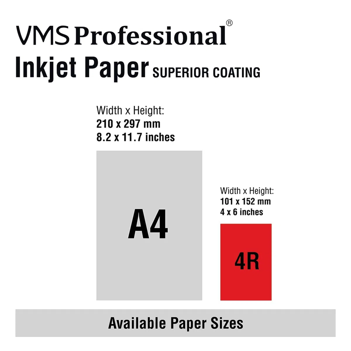 VMS Professionelles Fotopapier, 130 g/m², A4, glänzend, wasserabweisend, 4 x 50 Blatt, kompatibel mit allen Tintenstrahldruckern