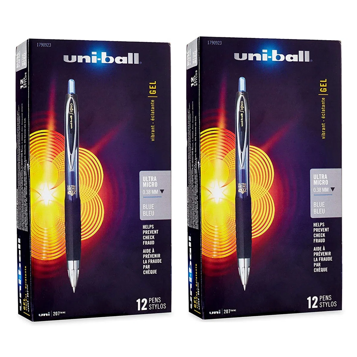 uni-ball 207 einziehbare Gelstifte, Ultra Micro Point (0,38 mm), Blau, 24 Stück