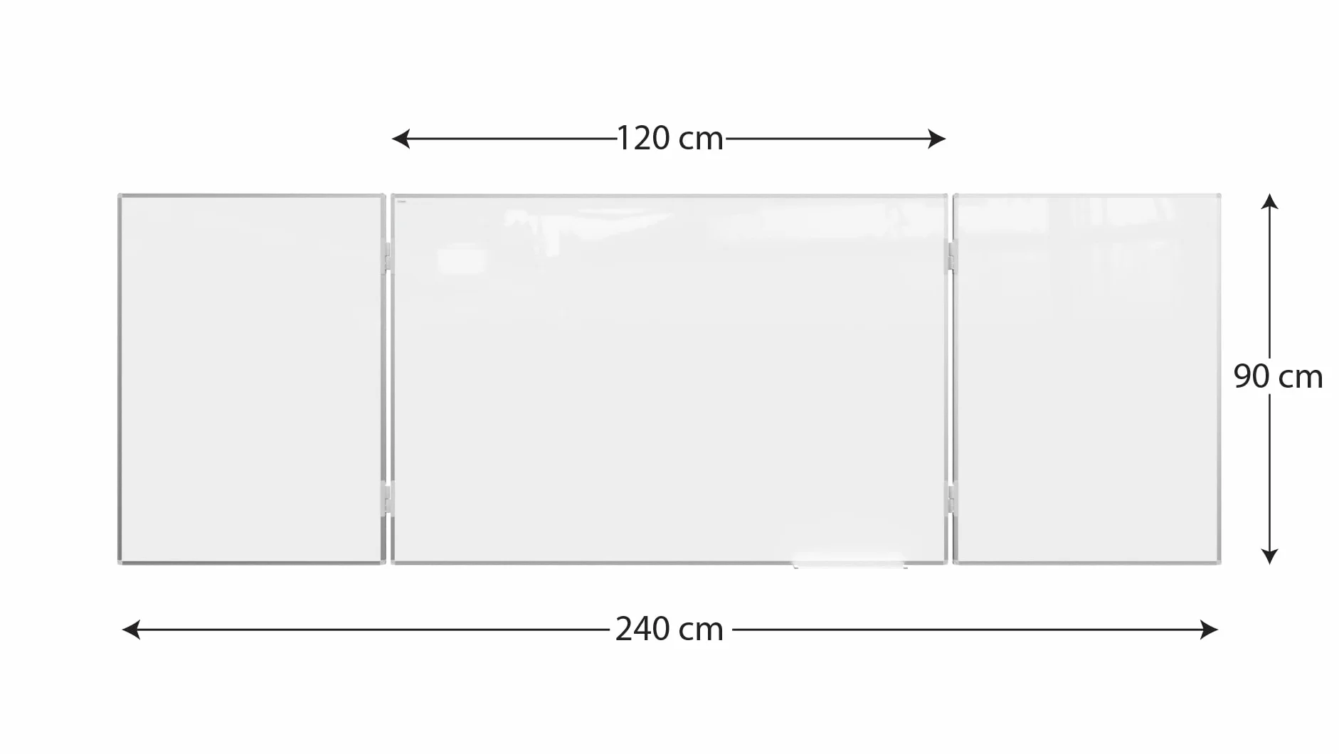 ALLboards Whiteboard Klapptafel 120x90cm//240cm mit Aluminiumrahmen Magnettafel Flügeltafel Weiß, Magnetisch, Trocken Abwischbar