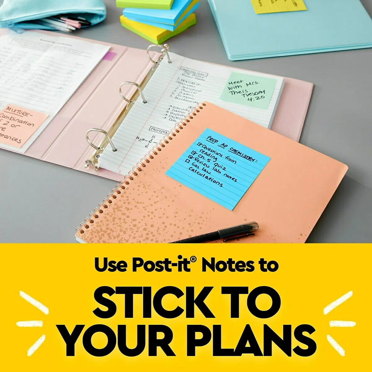 Post-it - Post-it Notes,Lined, 4"x6",3/PK,100 Sh/Pad, Assorted, Sold as 1 Package, MMM6603AU